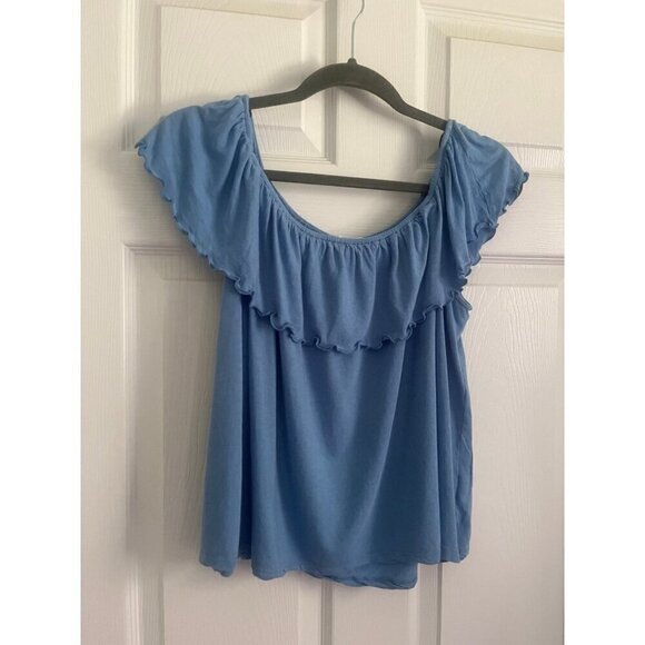Blue Off Shoulder Blouse - Picture 1 of 2